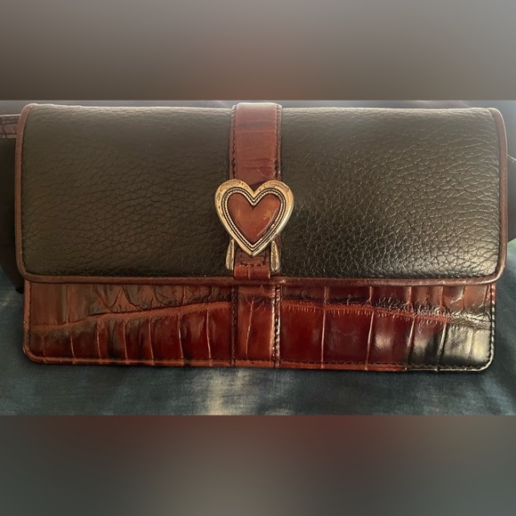 Brighton Brown Leather Mini Croc Embossed Flap Crossbody Bag Organizer Purse - Picture 15 of 15